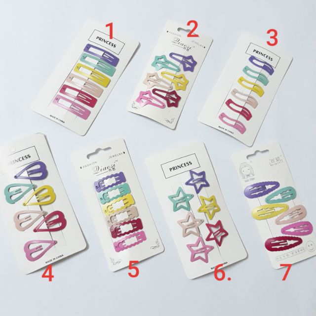 [Thanh lý] Set 6 kẹp bấm sắc màu xinh yêu